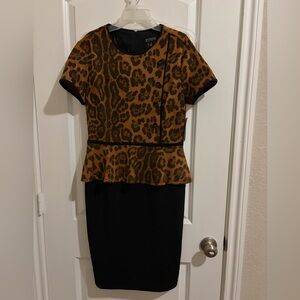 Enfocus Studio Brown Leopard Print Midi Dress